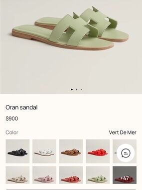 Authentic Hermes Oran Sandal - Vert De Mer (Light Green) Never Worn